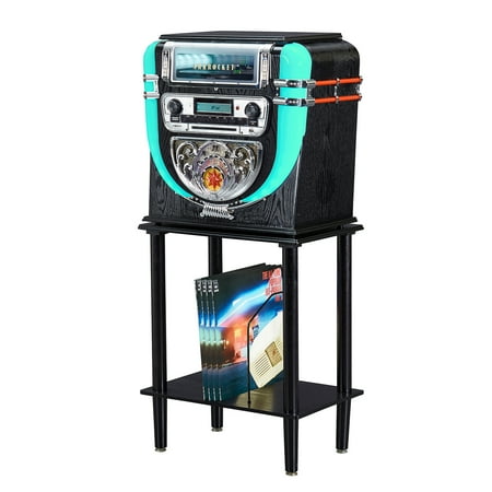 Arkrocket Boston Tabletop Jukebox Bluetooth Record Player Entertainment System with Stand