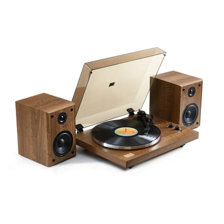 Arkrocket Cassini Bluetooth Record Player Vinyl Turntable 40Watt Stereo Bookshelf Speakers