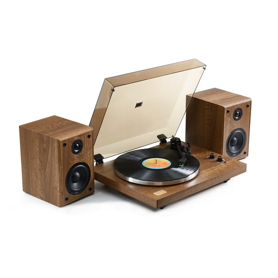 Arkrocket Cassini Bluetooth Record Player Vinyl Turntable 40Watt Stereo Bookshelf Speakers