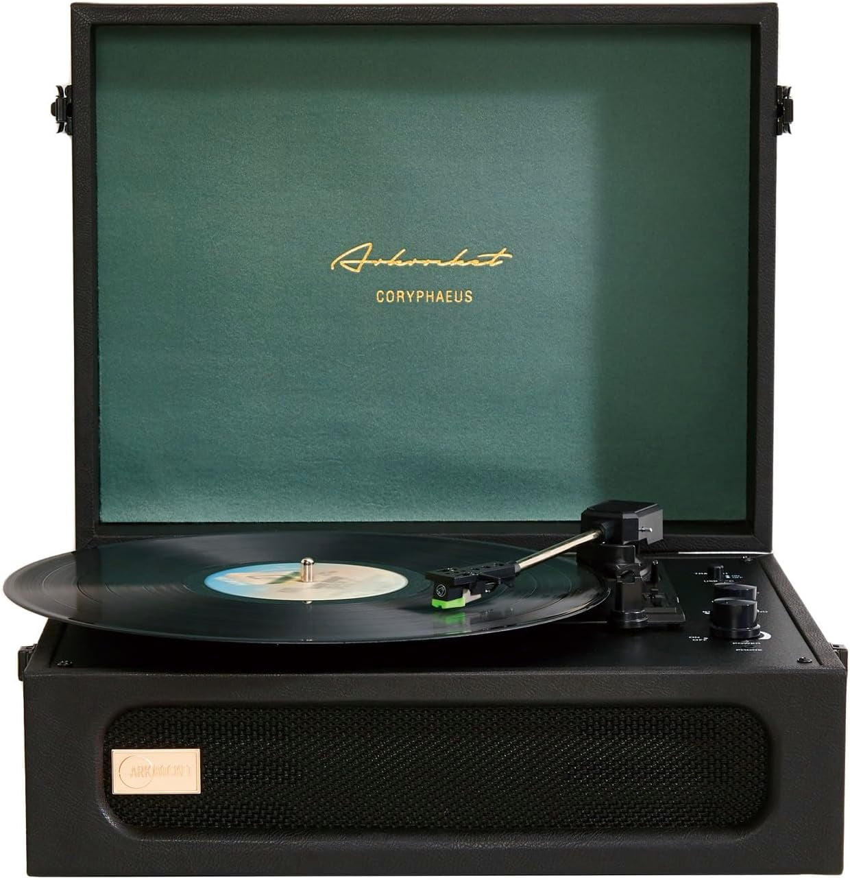 Coryphaeus Black and Green 3-Speed Bluetooth Vinyl Record Player