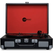 Arkrocket Curiosity Suitcase Bluetooth Turntable Vintage 3-Speed Record Player with Built-in Speakers Upgraded Turntable Audio Sound (Black/Red)