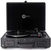 Arkrocket Curiosity Suitcase Bluetooth Turntable Vintage 3-Speed Record Player with Built-in Speakers Upgraded Turntable Audio Sound (Black/Red)