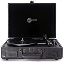 Arkrocket Curiosity Suitcase Bluetooth Turntable Vintage 3-Speed Record Player with Built-in Speakers Upgraded Turntable Audio Sound (Black)