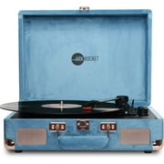 Arkrocket Curiosity Suitcase Bluetooth Turntable Vintage 3-Speed Record Player with Built-in Speakers Upgraded Turntable Audio Sound (Blue Velvet)