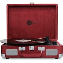 Arkrocket Curiosity Suitcase Bluetooth Turntable Vintage 3-Speed Record Player with Built-in Speakers Upgraded Turntable Audio Sound (Wine Velvet)