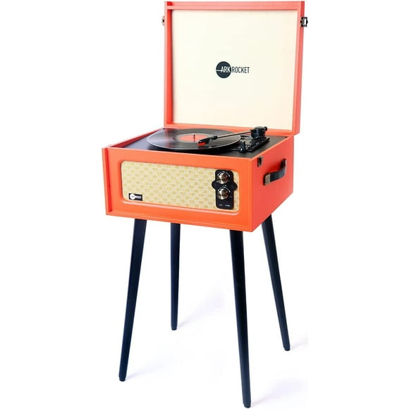 Arkrocket Discovery Bluetooth Belt Drive Turntable with Speakers & Removable Legs, Orange