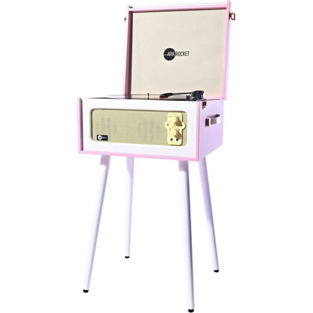 Arkrocket Discovery Bluetooth Record Player with Speakers & Removable Legs (Pink White)