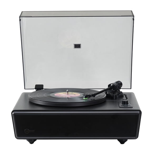 Arkrocket Huygens High Fidelity Bluetooth Record Player with Built-in Speakers Belt Drive Vinyl Turntable with Moving Magnet Cartridge, Bluetooth Input Output and Aux-in Functionality (Huygens Black)