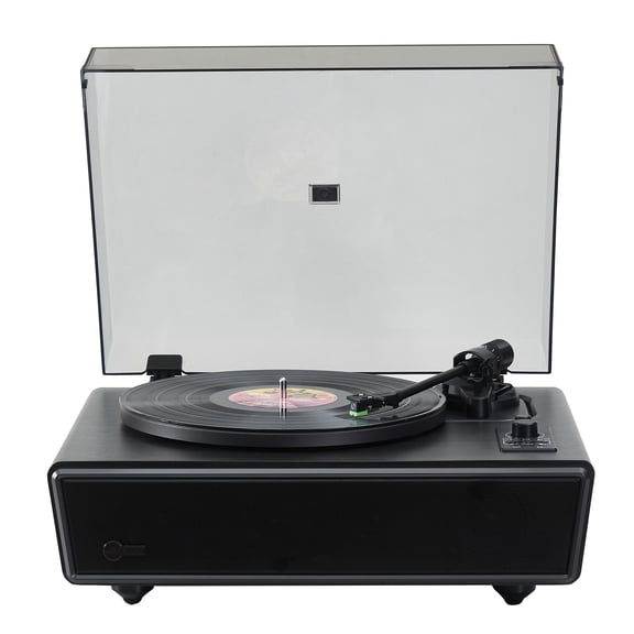 Arkrocket Huygens High Fidelity Bluetooth Record Player with Built-in Speakers Belt Drive Vinyl Turntable with Moving Magnet Cartridge, Bluetooth Input Output and Aux-in Functionality (Huygens Black)
