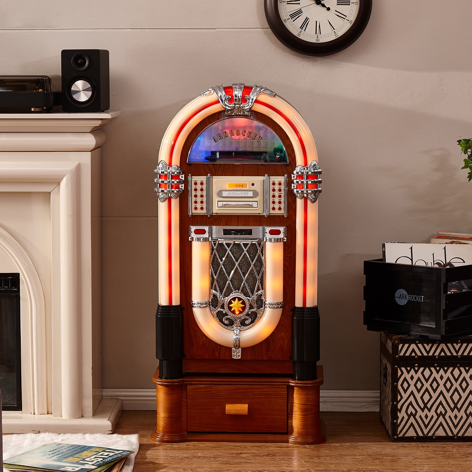 Arkrocket Classic Retro Jukebox with Bluetooth and Vinyl Record Player
