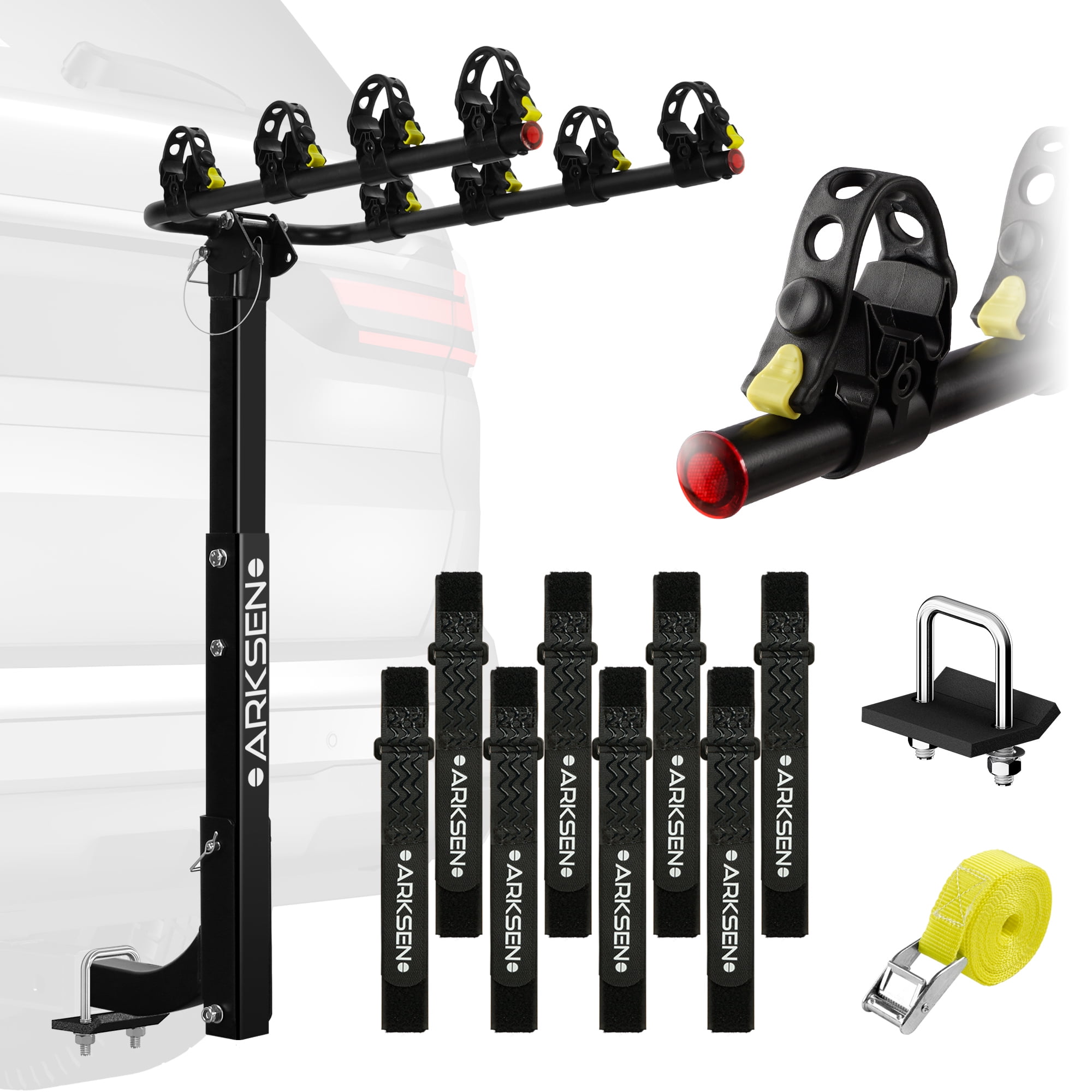 ARKSEN 4-Bike Rack Hitch Mount, Foldable, Anti-Rattle, Fits 2