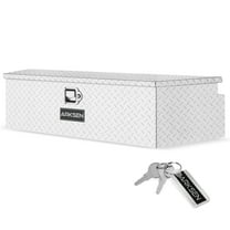 Arksen 49 Inch Aluminum Diamond Plate Trailer Tongue Box, Waterproof Under Truck Tool Box for Pick Up Truck Bed, RV Trailer, ATV with Lock and Keys - Silver