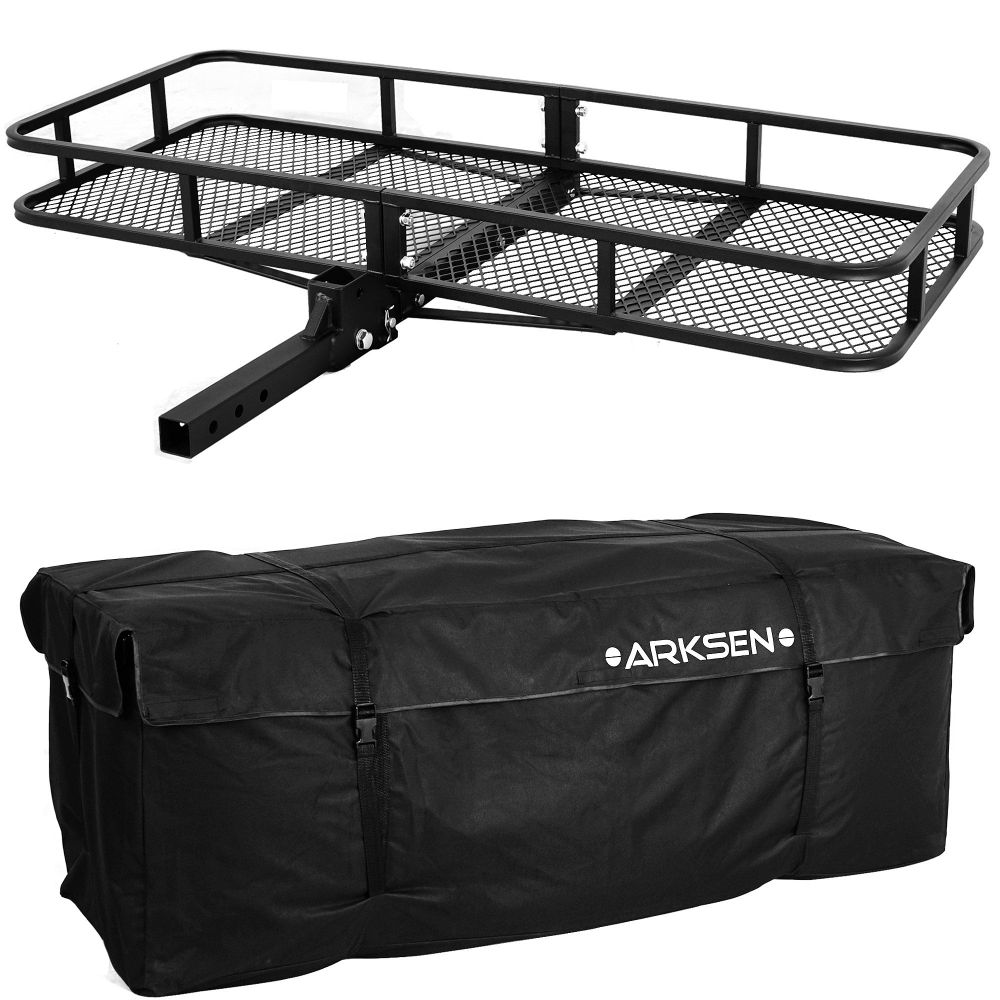 Arksen 60" Cargo Hauler Carrier Hitch Mounted Luggage Basket with Cargo