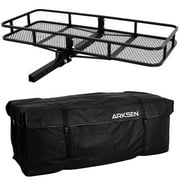 Arksen 60" Cargo Hauler Carrier Hitch Mounted Luggage Basket with Cargo Bag Combo
