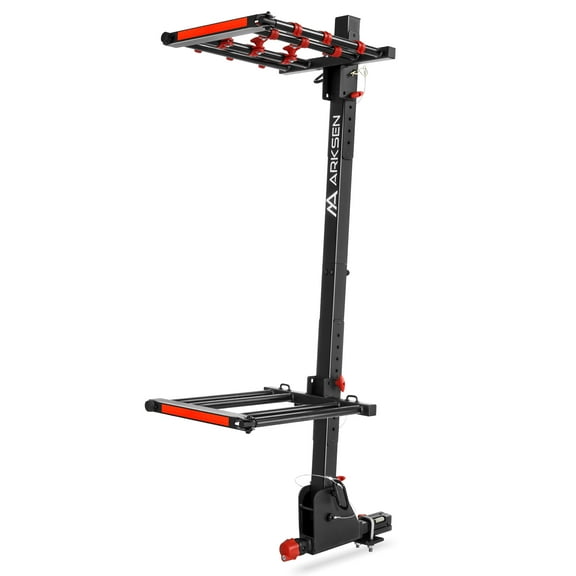 Arksen Folding Hitch-Mounted Ski/Snowboard Rack, Snowboard Mount Carries 6 Pair Skis or 4 Snowboards Fits 2" or 1.25" Receivers, Trailer Hitch Ski Rack with Key Lock, Snowboard Rack For Car