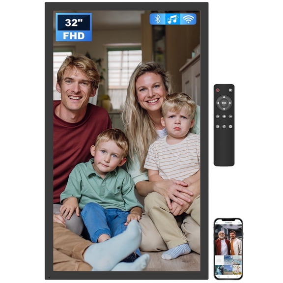 Arktronic 32 Inch Digital Picture Frame, Full HD Matte Display, 64GB, Auto Rotate, Black