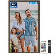 Arktronic 32 Inch Digital Picture Frame, Full HD Display, 64GB, Auto Rotate, Dark Wood Pattern