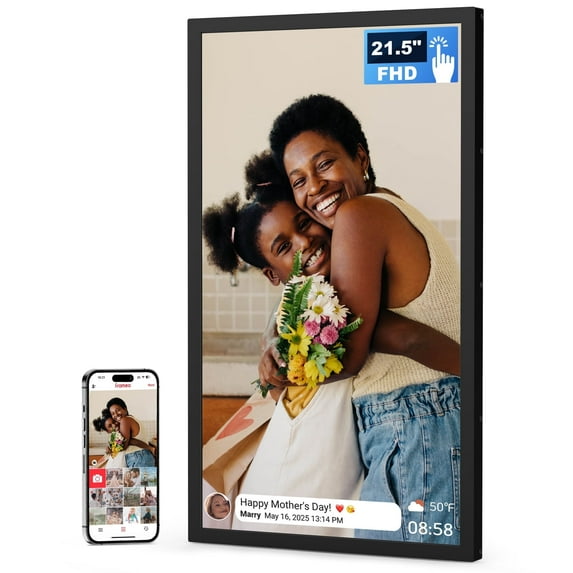 Arktronic FRAMEO 21.5 Inch Touchscreen Large Digital Photo Frame, 1920x1080 WiFi Digital Picture Frame 32GB, Security Share Photo/Video via APPs, Email, USB/Mirco SD, Easy Set Up, Gifts for Mom
