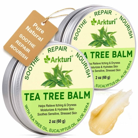 Arkturi Tea Tree Balm for Dry & Rough Skin, Moisturizing Skin Care Balm with Tea Tree Oil & Aloe Vera, 60g(2Pack)