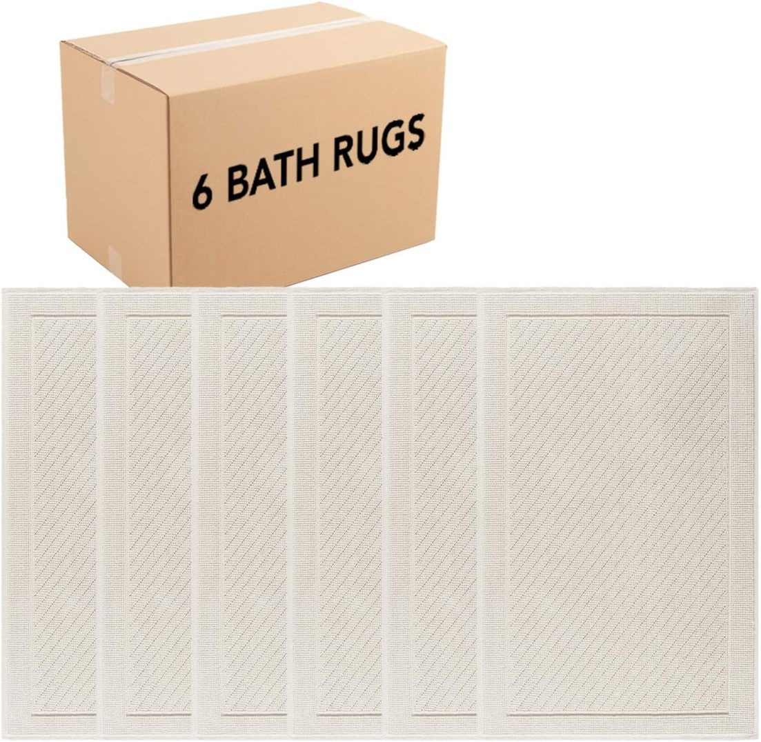 Arkwright 100% Cotton Bulk Bathroom Rugs - Case of 6 - High Absorbent ...