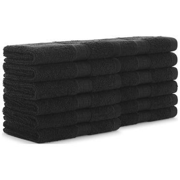 Arkwright 12 Pack of True Color Wash Cloths - 12 x 12 - 100% Ring Spun Cotton - Black