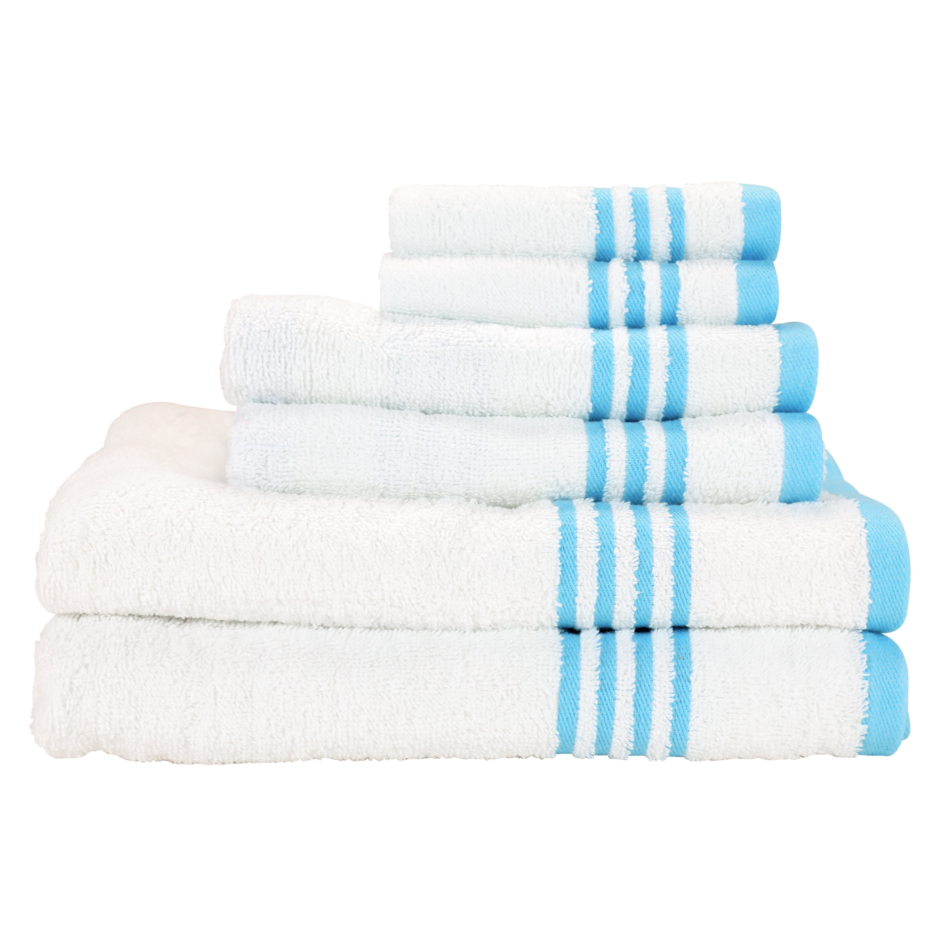 6 Piece Yarn Dyed Towel Set Oxford Aqua