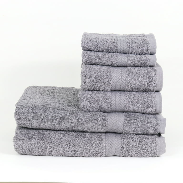 UpThrone Bath Towel Set of 6 - Cotton Hotel Bathroom Towels, Dark Grey