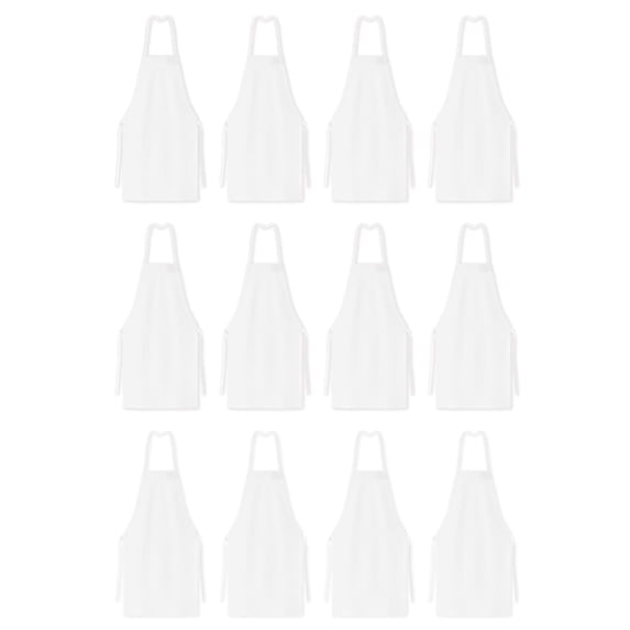 Arkwright Bib Aprons (Bulk Pack of 12), For Cooking, Adjustable Ties, Knee-Length, Spun Polyester, White