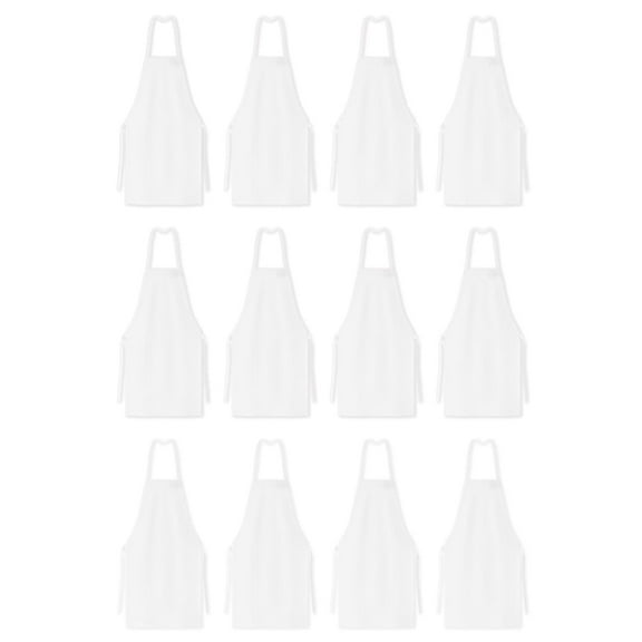 Arkwright Bib Aprons (Bulk Pack of 12), For Cooking, Adjustable Ties, Knee-Length, Spun Polyester, White
