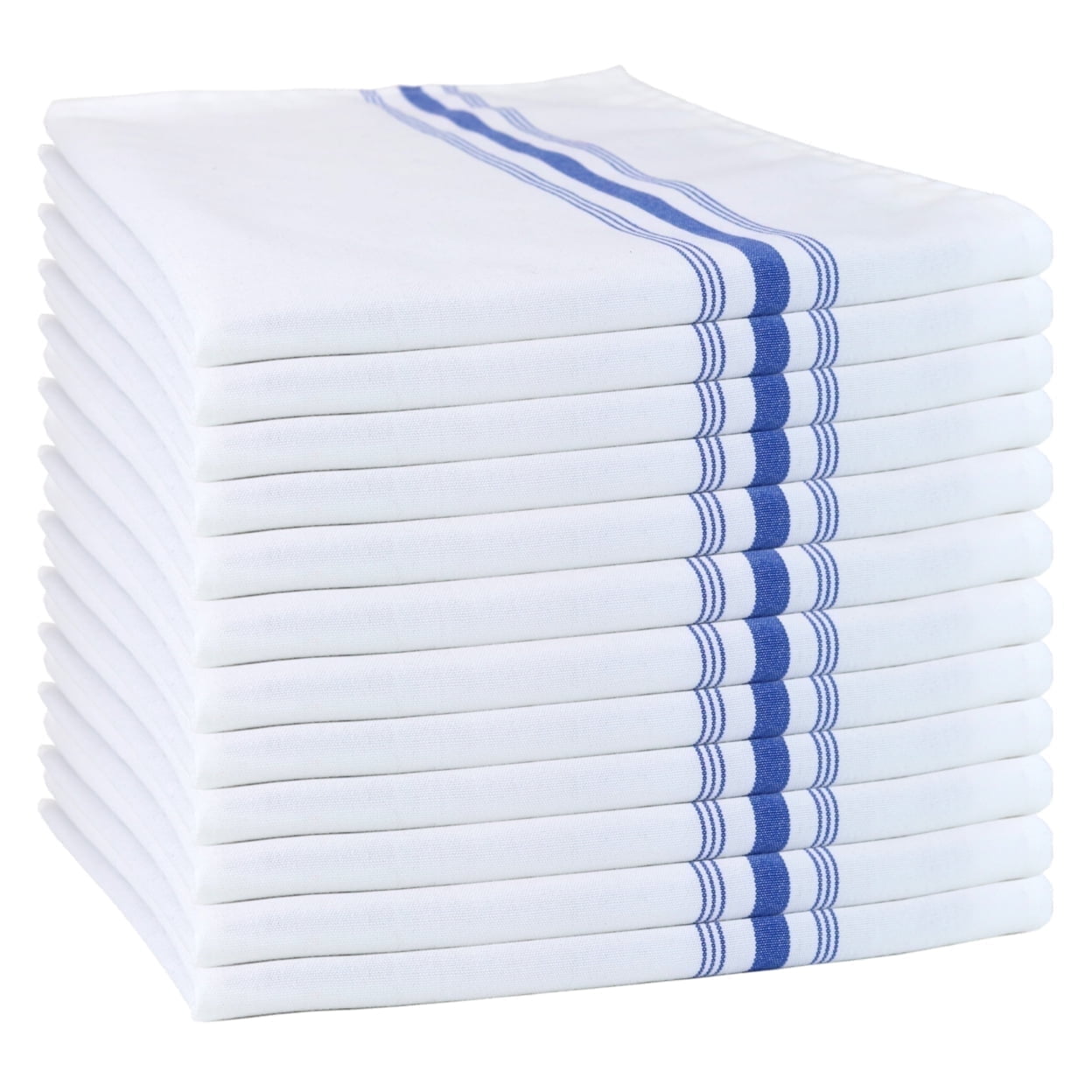 Arkwright Bistro White and Blue Striped Napkins, 12-Pack, 18x22 in.