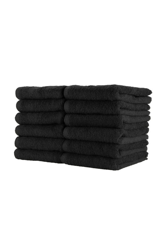 Arkwright Bleach Safe Jr. Salon Towels - 100% Ring Spun Cotton Hand Towel for Spa - (12 Pack) Black
