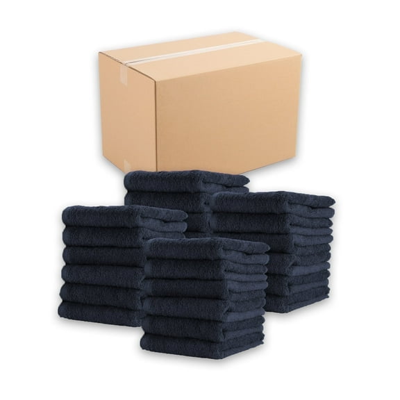 Arkwright Bleach Safe Jr. Salon Towels - 100% Ring Spun Cotton Hand Towel for Spa - (Bulk Case of 180) Navy Blue