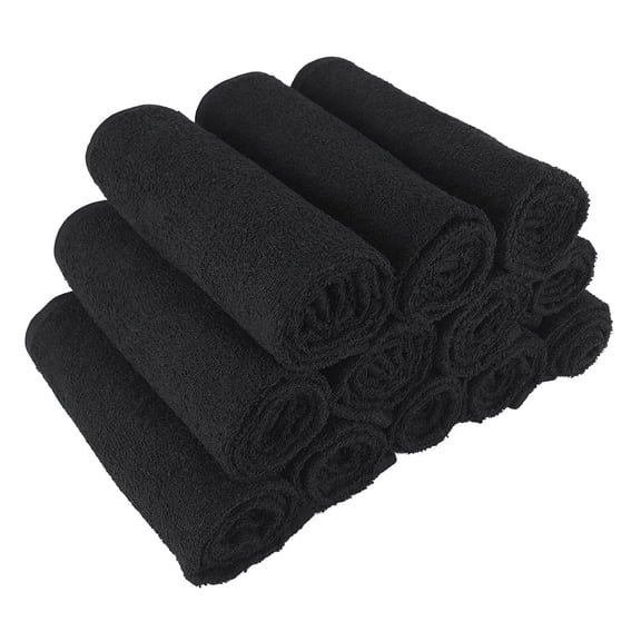 Arkwright Bleach Safe Sr. Salon Towels - 100% Ring Spun Cotton Hand Towel for Spa - (12 Pack) Black