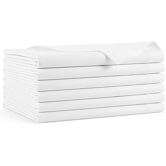 Arkwright Bulk Twin Flat Bed Sheets - Pack of 6 - Soft Hypoallergenic Cotton Blend Top Sheet Only, Hotel Collection Bedding for Hosts, Resorts, and Vacation Rentals, White$$Bedding