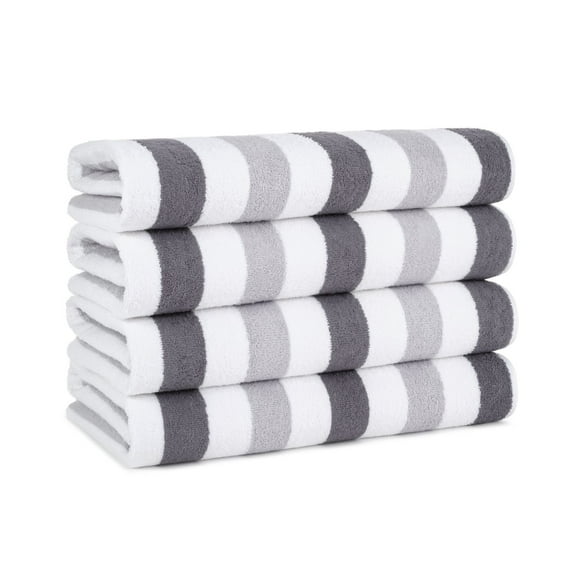 Arkwright Cabo Beach Towels - Large Ringspun Cotton Pool Towel - 30 x 70 in. - (4 Pack) Black & Grey