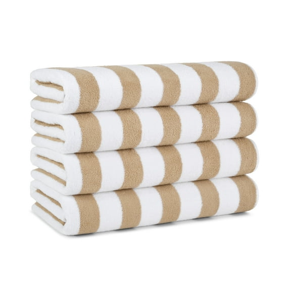 Arkwright Cali Cabana Beach Towels - 100% Ring Spun Cotton Pool Towel - 30 x 60 in. - (4 Pack) Beige