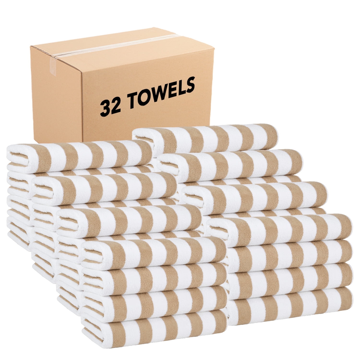 Arkwright Cali Cabana Beach Towels - 100% Ring Spun Cotton Pool Towel - 30 x 60 in. - (Bulk Case of 32) Beige