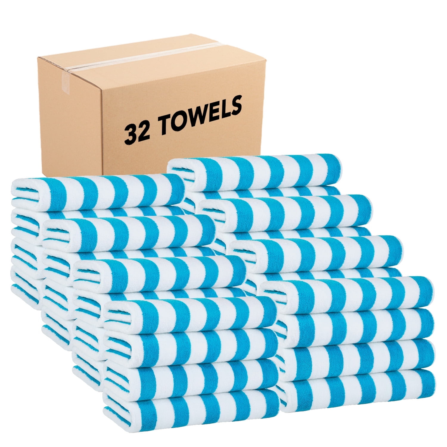 Arkwright Cali Cabana Beach Towels - 100% Ring Spun Cotton Pool Towel - 30 x 60 in. - (Bulk Case of 32) Blue