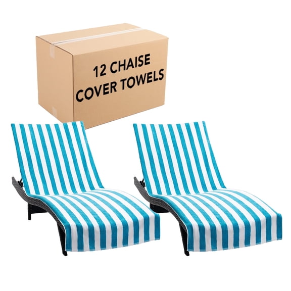 Arkwright California Cabana Chaise Lounge Covers - 100% Cotton Terry - 30 x 85 in. - (Case of 12) Blue