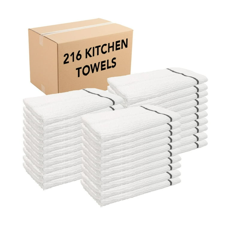 Arkwright Case of 216 Ribbed Cotton Kitchen Bar Mop Towels 16 x