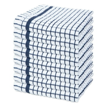 Arkwright Classic Checkered Dishcloth 8-Pack, Cotton Kitchen Dish Cloths, 13x13 in., Blue and White Check Pattern