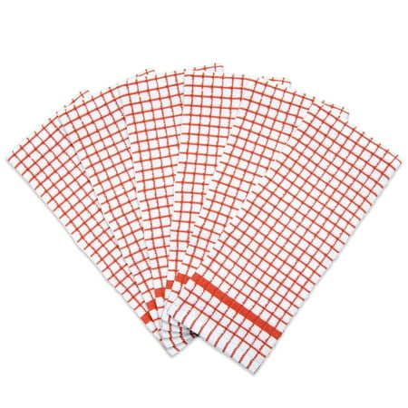 Arkwright Classic Windowpane Kitchen Towel 6-Pack, Cotton, 15x25 in., Cinnamon Red and White Checkered Pattern