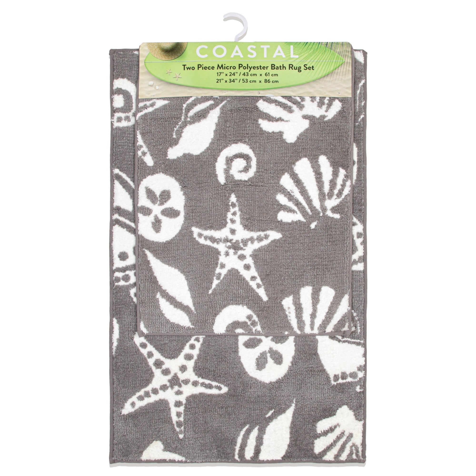 Arkwright Coastal 2Piece Bathroom Rug Set (17x24 & 21x34), Microfiber