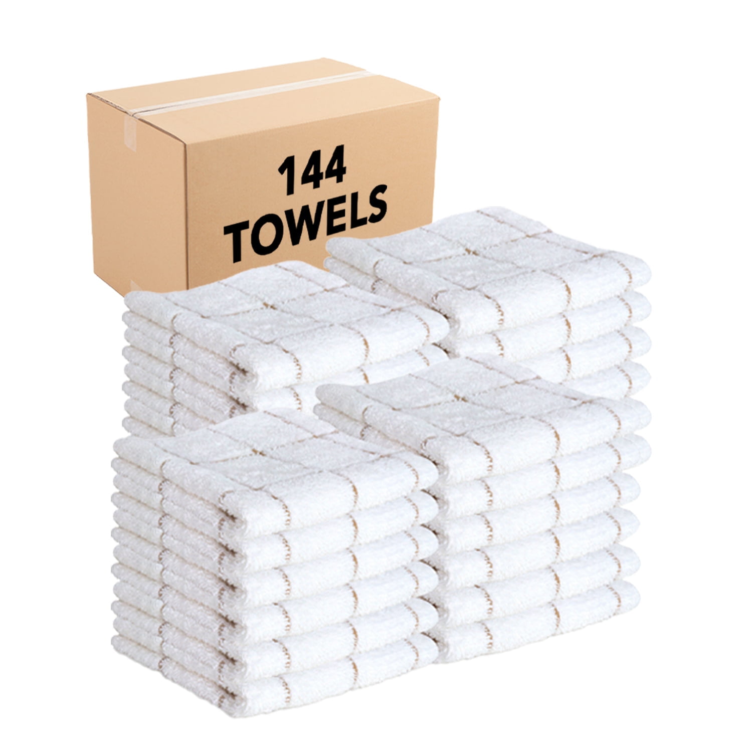 Arkwright Cotton Kitchen Dishcloths (Bulk Case of 144, 12x12 in.) Tan