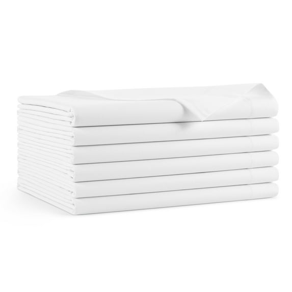 Arkwright Flat Bed Sheets (Pack of 6) - 180 Thread Count, Poly/Cotton Blend, White - Queen