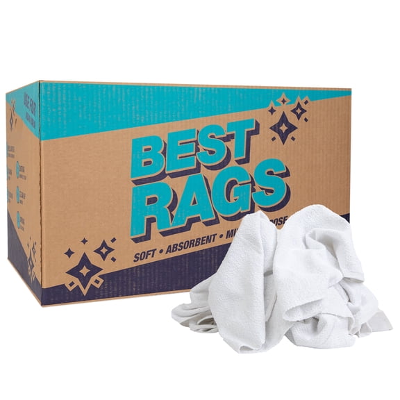 Arkwright Hand Towel Sized Terry Wipers (25 lb Box), 15x25 to 16x27, Plain White Rags, Perfect Cleaning Cloth for Home, Garage