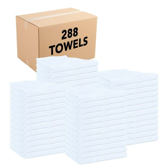 Arkwright Herringbone Kitchen Towels (15x25, 288 Bulk Case Pack), Cotton Dish Towel, Solid White