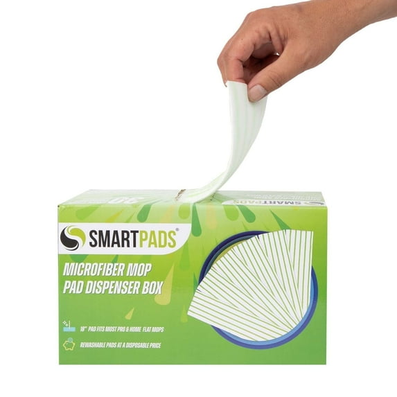 Arkwright Home SmartPads Household Microfiber Flat Mop Pads, Value Pack with 30 Count, Green