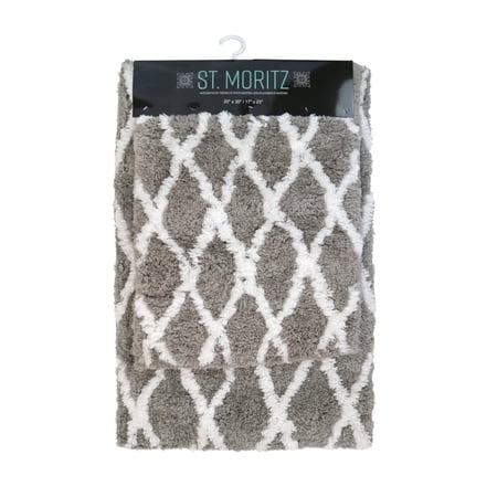 Arkwright Home St. Mortiz Rug Set, 17X23/20X30, Color Ground, Non-Slip Backing, 2 Count, Grey