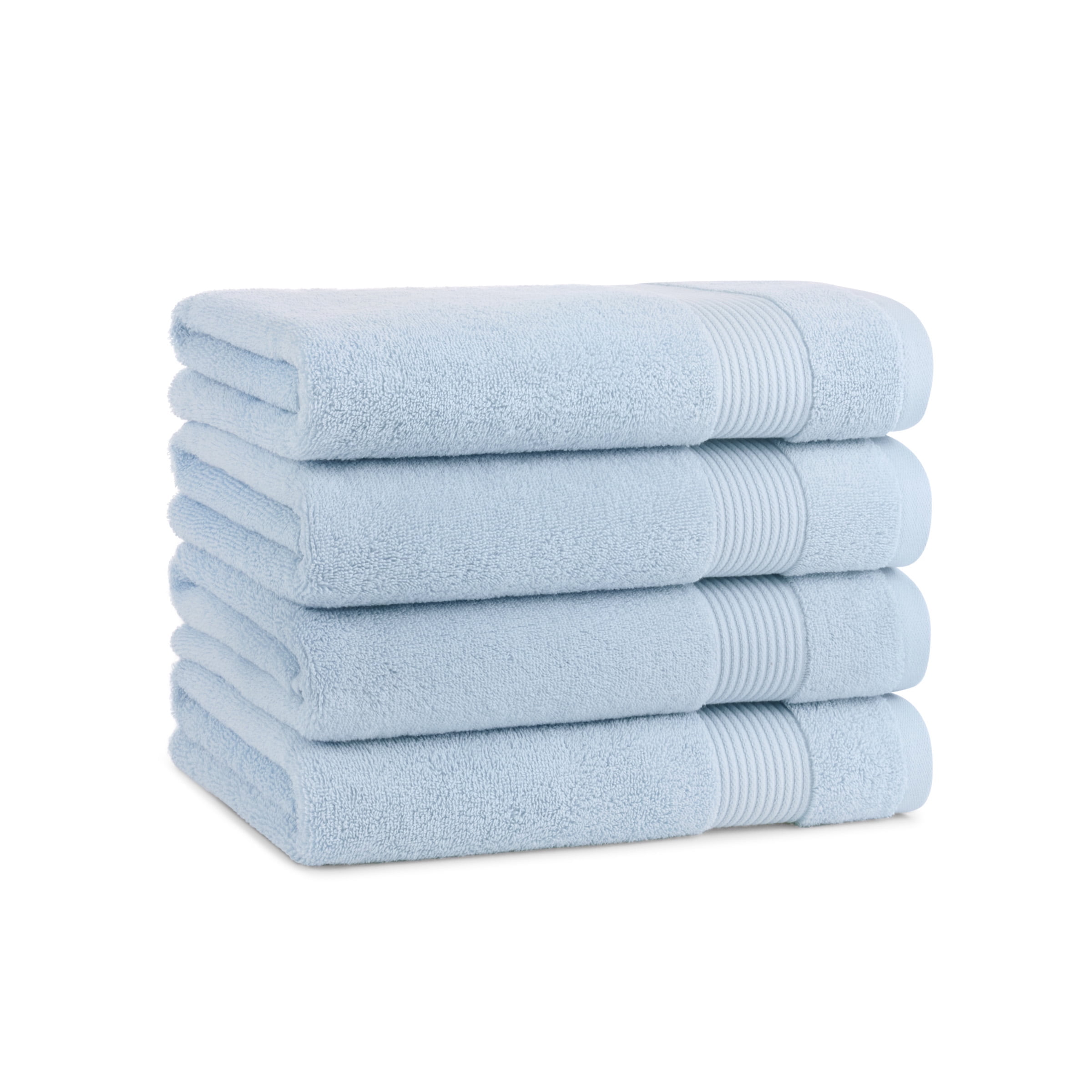 Oversized Misty Blue Cotton Microfiber Bath Towels Set